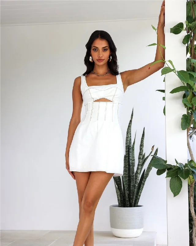 Sequined mini dresses for New Year's Eve TRISYNA MINI DRESS -WHITE