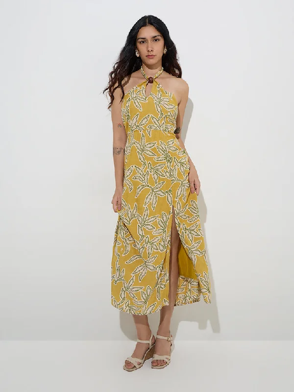 Mini dresses with pom - pom trims for a playful feel LOV Mustard Leaf Design A-Line Dress Mini dresses with pom - pom trims for a playful feel LOV Mustard Leaf Design A-Line Dress