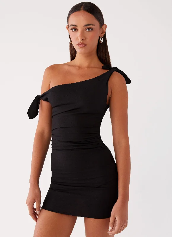 Mini dresses with side slits for a sexy appeal Amazonia Linen Mini Dress - Black