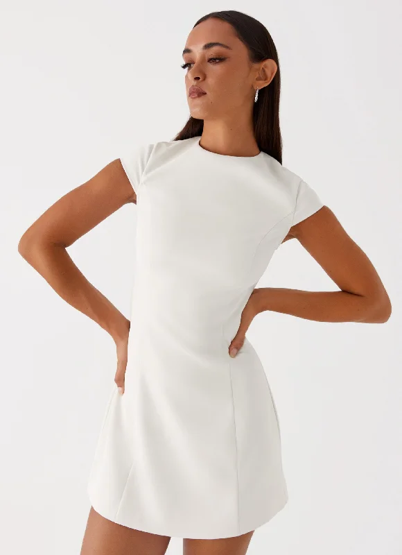 Mini dresses with geometric prints for a modern aesthetic Harriet Mini Dress - Off White