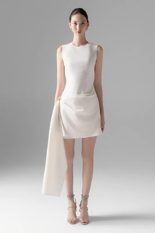 Mini dresses with one - shoulder designs Lucy A-line Extended Flap Twill Mini Dress