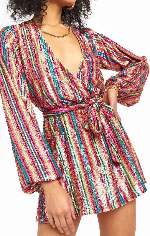 Mini dresses with off - the - shoulder styles Wear Me Out Dress ~ Disco Rainbow Stripe Mini dresses with off - the - shoulder styles Wear Me Out Dress ~ Disco Rainbow Stripe