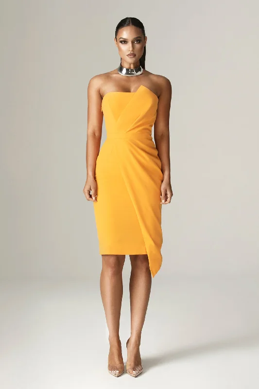 Midi dresses with printed lining for a hidden and stylish detail Eliana Crepe corset Midi Dress (Orange)
