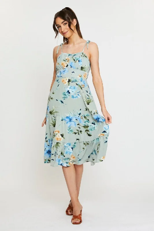 Midi dresses with keyhole backs for a flirty and unexpected detail Print A Line Dress Midi