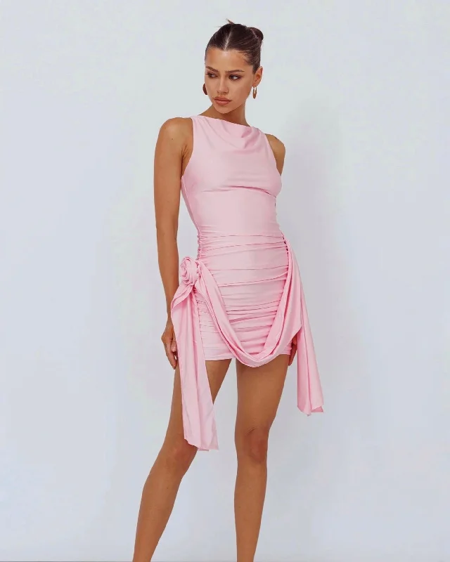 Mini dresses with mesh panels for a sexy and trendy look ALENOR MINI DRESS -PINK