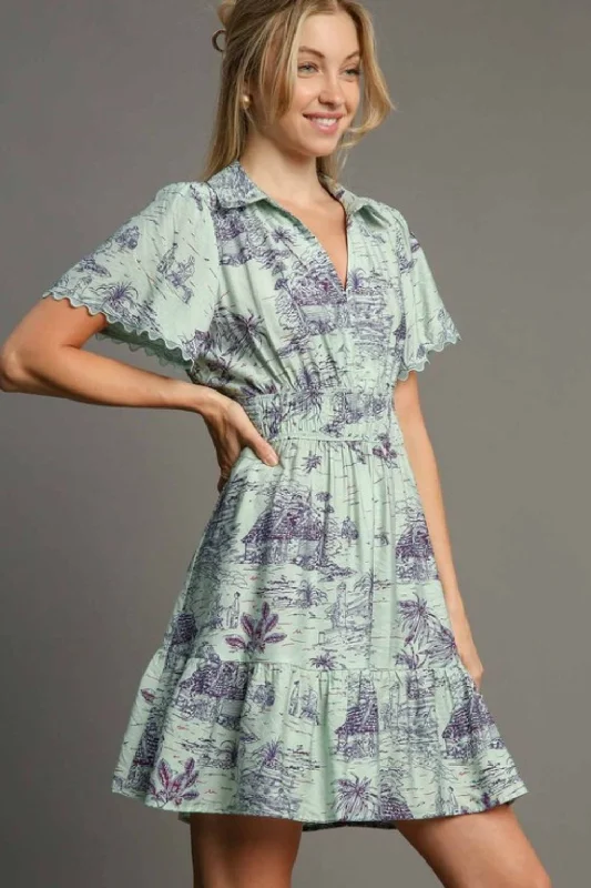 Denim mini dresses with distressed details Full Size Landscape Print Collared Mini Dress Plus Size Denim mini dresses with distressed details Full Size Landscape Print Collared Mini Dress Plus Size