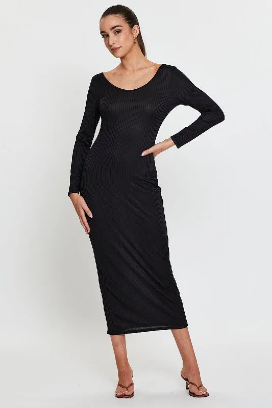 Midi dresses with button - down skirts for a unique and functional design Black Midi Dress Long Sleeve Bodycon Midi dresses with button - down skirts for a unique and functional design Black Midi Dress Long Sleeve Bodycon