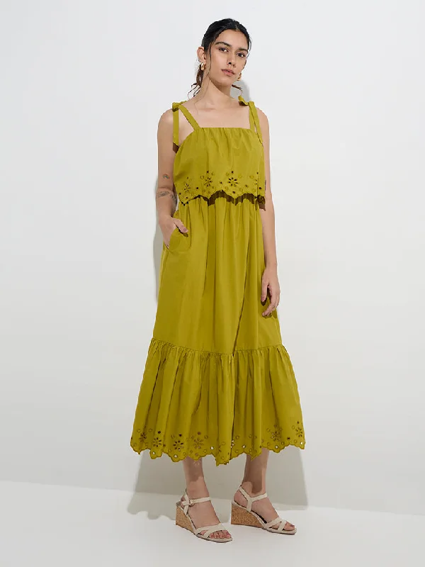 Mini dresses with asymmetric hems for a fashion - forward look LOV Olive Schiffli Detailed Cotton Tiered Dress Mini dresses with asymmetric hems for a fashion - forward look LOV Olive Schiffli Detailed Cotton Tiered Dress