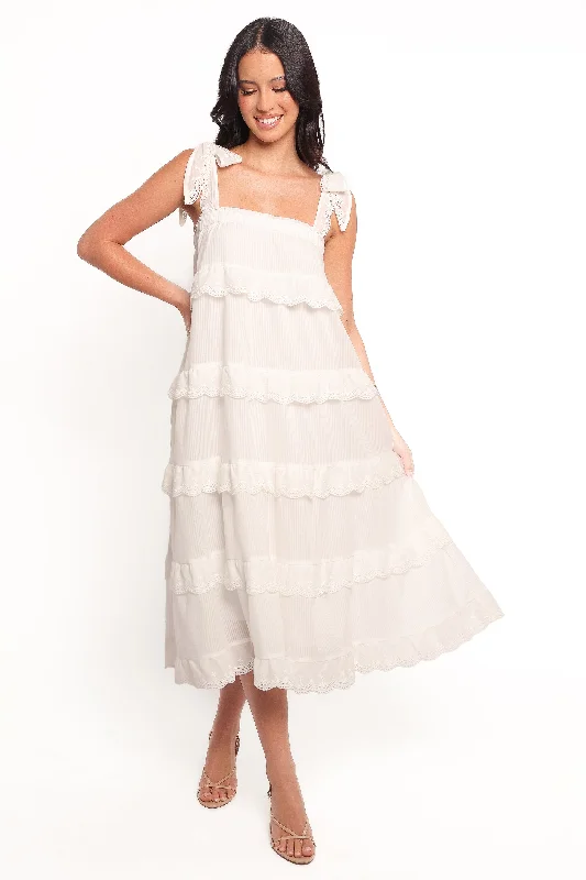 Midi dresses with printed lining for a hidden and stylish detail Harriette Midi Dress - White