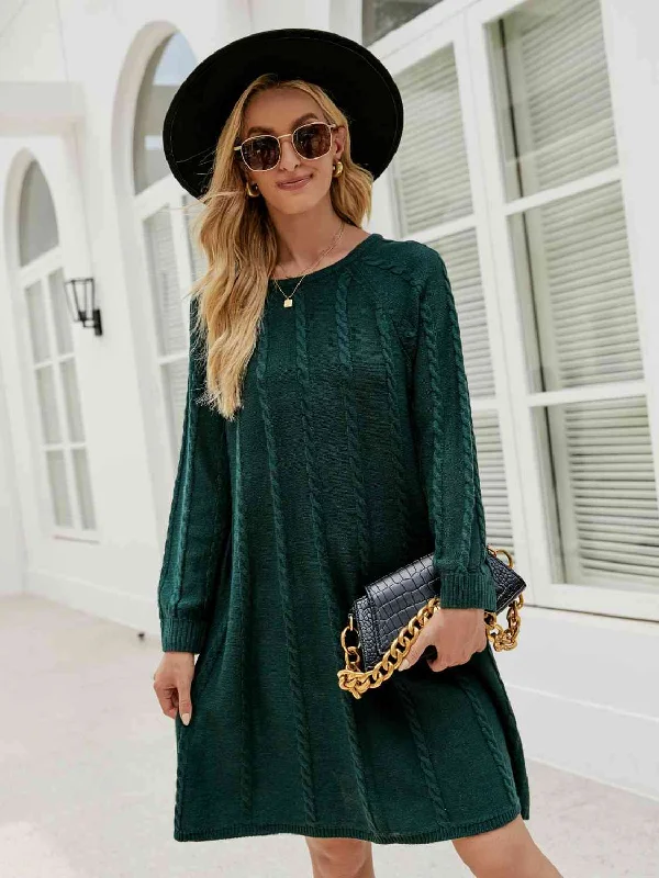 Mini dresses with embroidered details for a unique touch Cable-Knit Long Sleeve Sweater Dress Mini dresses with embroidered details for a unique touch Cable-Knit Long Sleeve Sweater Dress