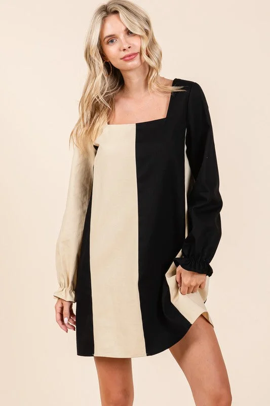 Printed mini dresses for a casual day out Color Block Mini Dress