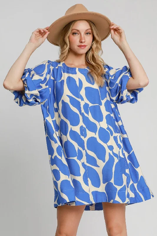 Metallic mini dresses for a glamorous event Umgee Two Tone Abstract Print Puff Sleeve Dress Metallic mini dresses for a glamorous event Umgee Two Tone Abstract Print Puff Sleeve Dress
