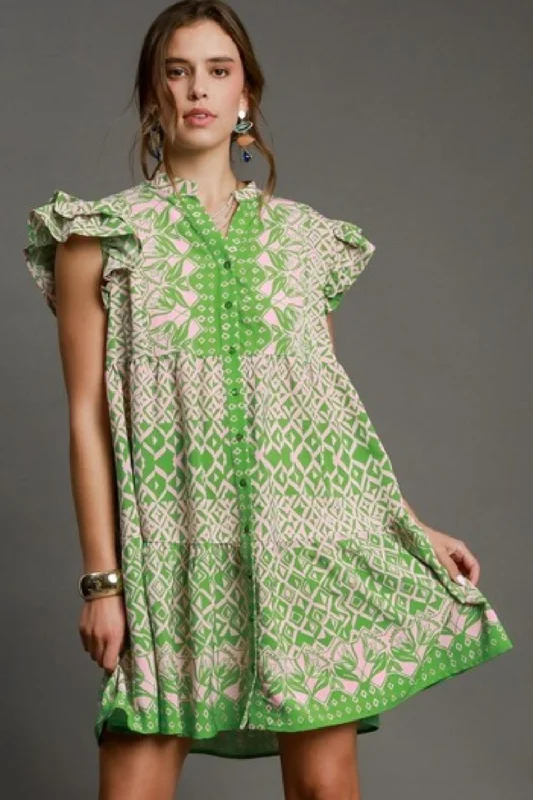 Plaid mini dresses for fall fashion Full Size Mixed Print Mini Dress Plus Size