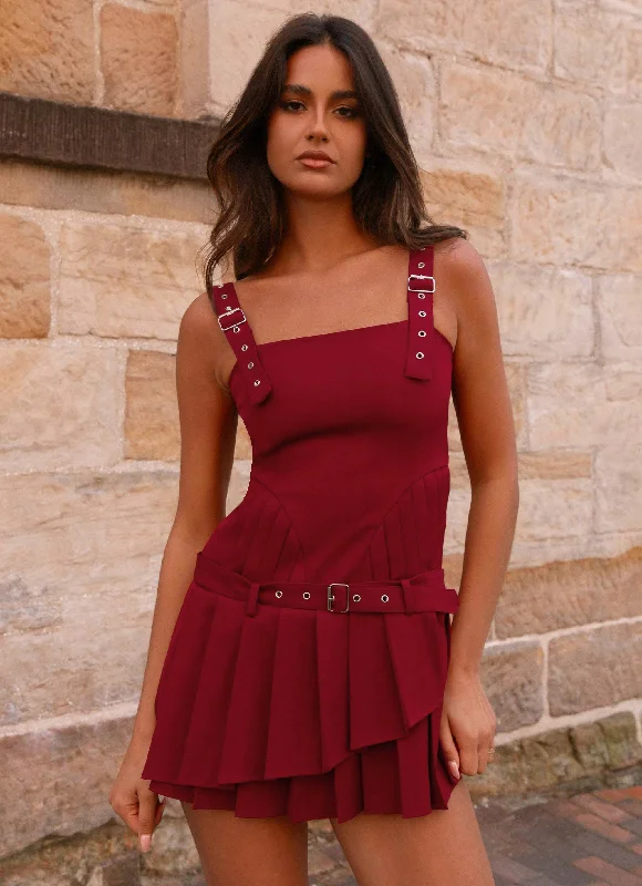 Mini dresses with V - necklines for a flattering shape Uma Mini Dress - Cherry Red