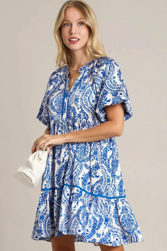 Mini dresses with V - necklines for a flattering shape Full Size Printed Notched Puff Sleeve Mini Dress Plus Size Mini dresses with V - necklines for a flattering shape Full Size Printed Notched Puff Sleeve Mini Dress Plus Size