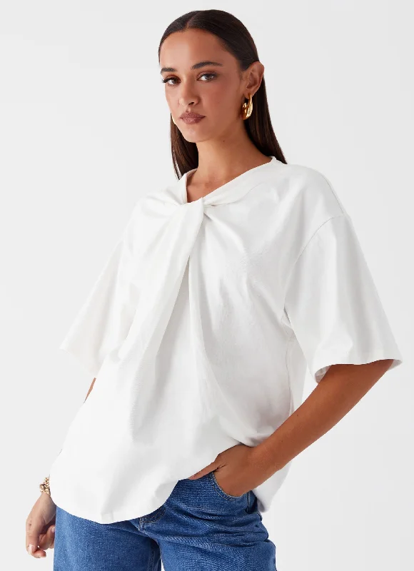 Mini dresses with off - the - shoulder styles Orena Twist T-Shirt - White