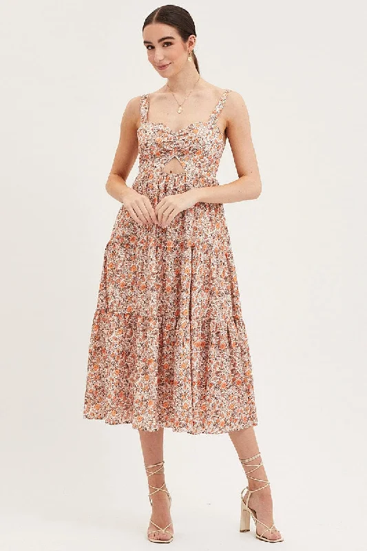 Midi dresses with empire waists for a flattering maternity option Print Cut Out Midi Dress Midi dresses with empire waists for a flattering maternity option Print Cut Out Midi Dress