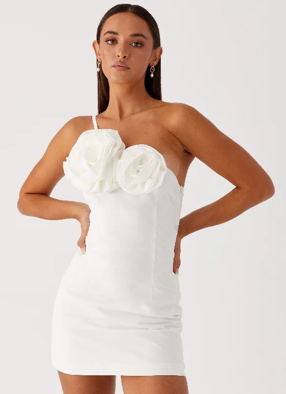 Denim mini dresses with distressed details Elijah Mini Dress - Ivory