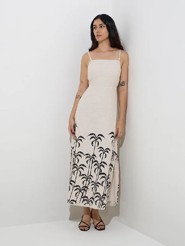 Mini dresses with off - the - shoulder styles LOV Beige Tropical-Inspired A-Line Dress Mini dresses with off - the - shoulder styles LOV Beige Tropical-Inspired A-Line Dress