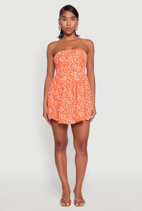 Mini dresses with pocket details for added functionality Floral Strapless Corset Skater Dress Mini dresses with pocket details for added functionality Floral Strapless Corset Skater Dress