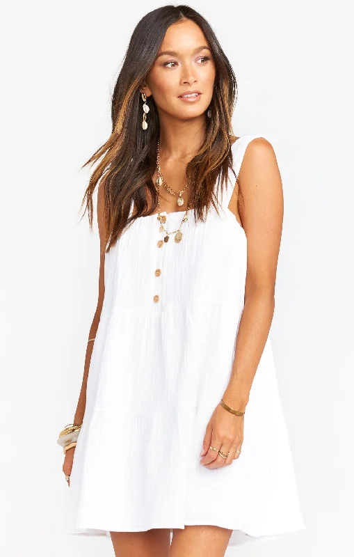 Mini dresses with keyhole necklines Marisa Dress ~ White Gauze