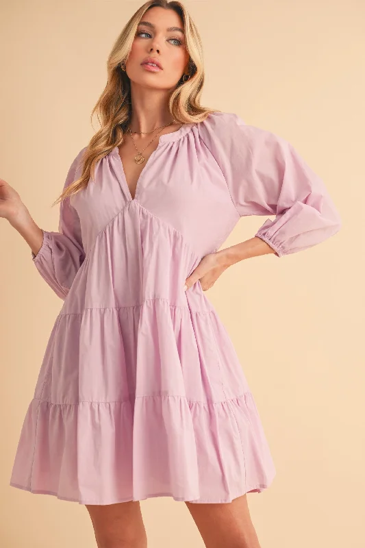 Mini dresses with asymmetric hems for a fashion - forward look Notched Balloon Sleeve Tiered Mini Dress Mini dresses with asymmetric hems for a fashion - forward look Notched Balloon Sleeve Tiered Mini Dress