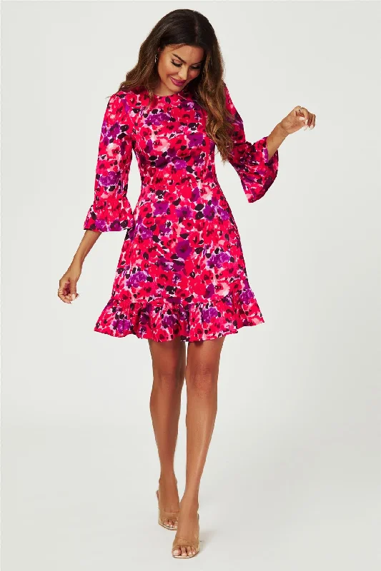 Mini dresses with abstract prints for an artistic look Abstract Floral Print Mini Dress In Red Mini dresses with abstract prints for an artistic look Abstract Floral Print Mini Dress In Red