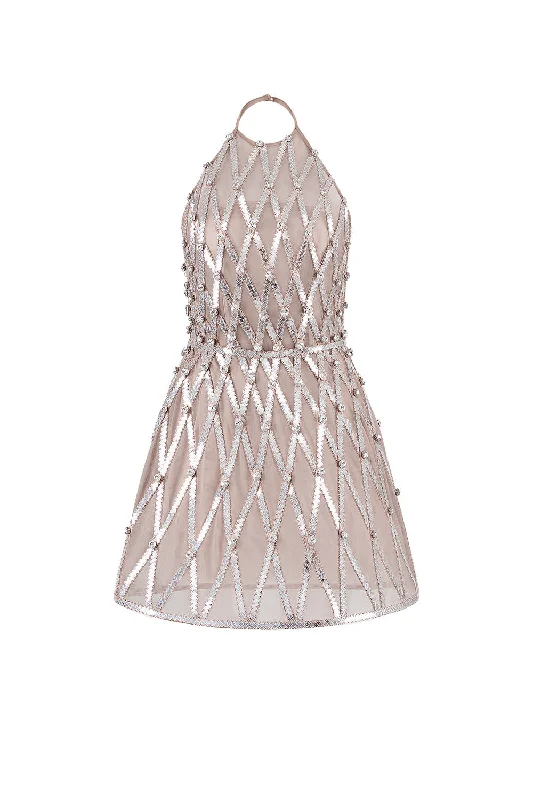 Mini dresses with mesh panels for a sexy and trendy look Marilyn A-line Halter Neck Mesh Mini Dress Mini dresses with mesh panels for a sexy and trendy look Marilyn A-line Halter Neck Mesh Mini Dress
