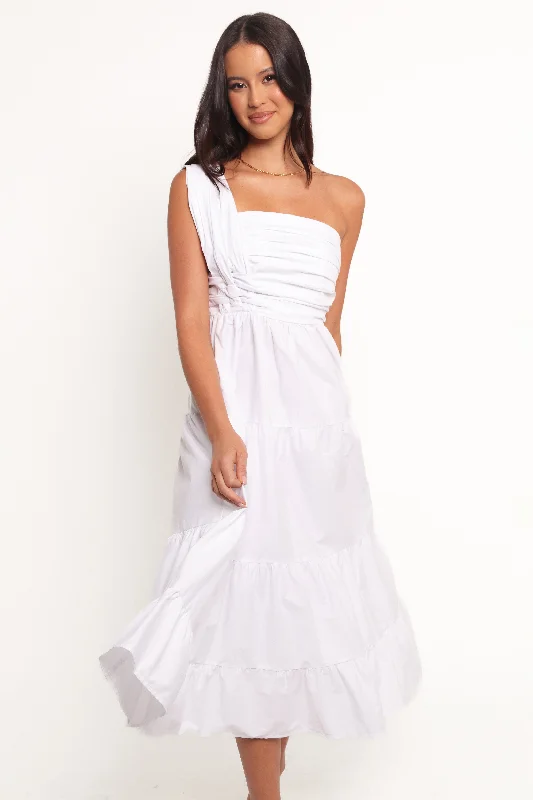 Midi dresses with satin - finish fabrics for a luxurious feel Isabela Midi Dress - White