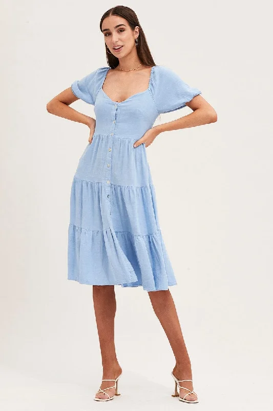 Midi dresses with gathered skirts for a full and flowing silhouette Blue Midi Dress Sweetheart Midi dresses with gathered skirts for a full and flowing silhouette Blue Midi Dress Sweetheart