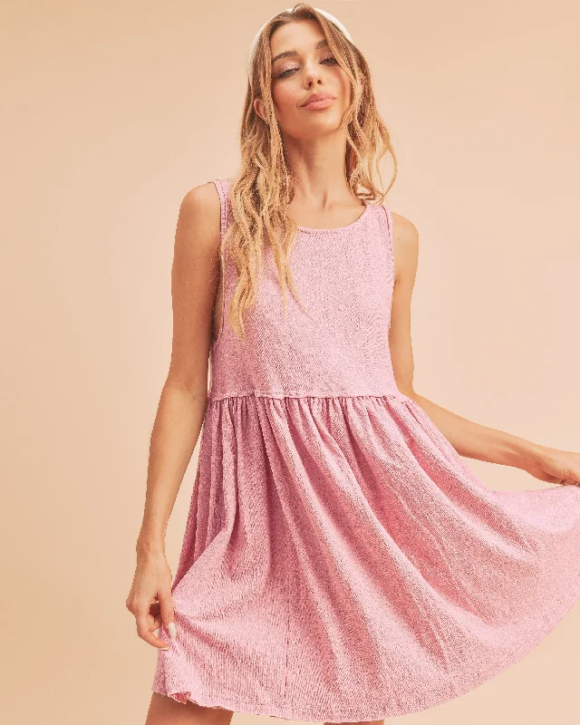 Mini dresses with spaghetti straps for a delicate look Round Neck Mini Tank Dress