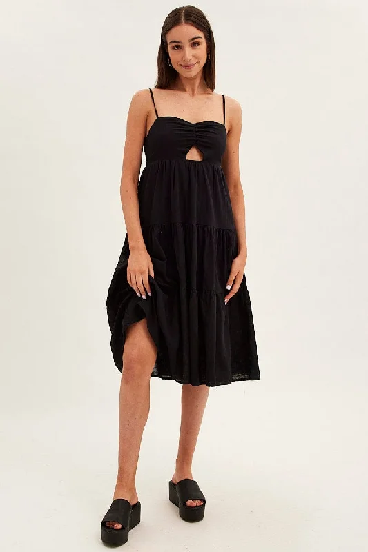 Velvet midi dresses in jewel tones for a glamorous winter event Black Midi Dress Sleeveless Ruched Tiered Velvet midi dresses in jewel tones for a glamorous winter event Black Midi Dress Sleeveless Ruched Tiered