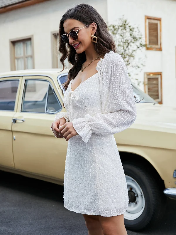 Midi dresses with embroidered accents for a unique and detailed design KittenAlarm - Tie Front Dress Midi dresses with embroidered accents for a unique and detailed design KittenAlarm - Tie Front Dress