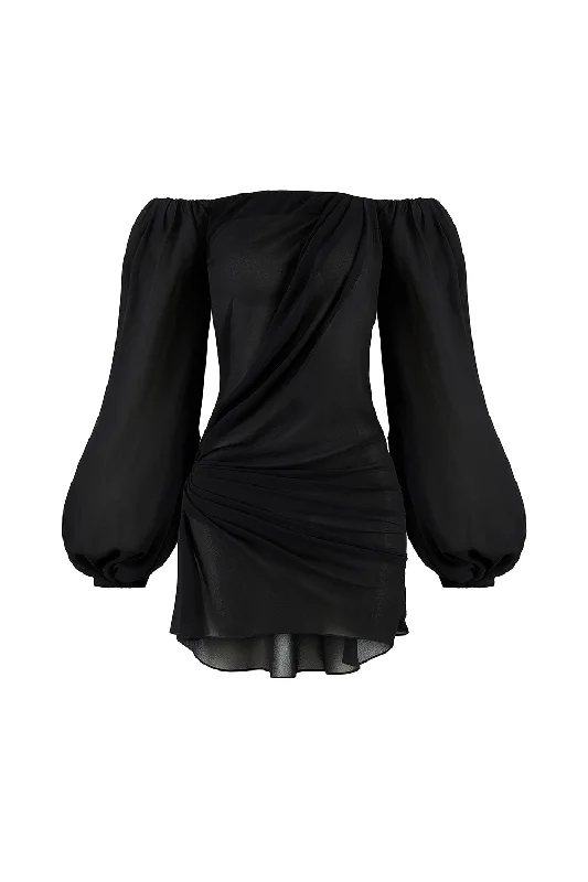 Sequined mini dresses for New Year's Eve Meredith Blouson Bouffant Sleeved Chiffon Mini Dress Sequined mini dresses for New Year's Eve Meredith Blouson Bouffant Sleeved Chiffon Mini Dress