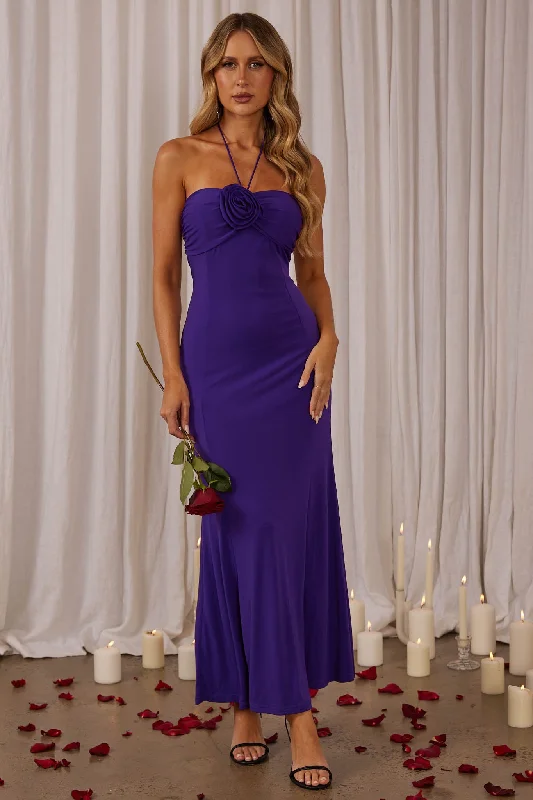 Midi dresses with cold - shoulder cutouts for a trendy style Everina Rose Bust Midi Dress Purple Midi dresses with cold - shoulder cutouts for a trendy style Everina Rose Bust Midi Dress Purple