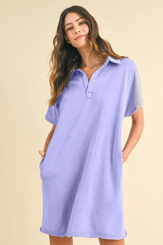 Mini dresses with embroidered details for a unique touch Annie Wear Mineral Washed Johnny Collar Short Sleeve Dress Mini dresses with embroidered details for a unique touch Annie Wear Mineral Washed Johnny Collar Short Sleeve Dress