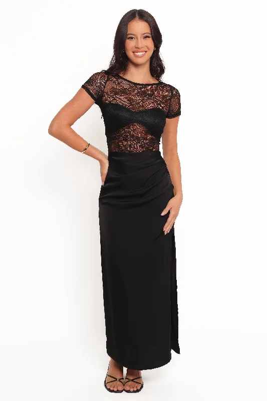Midi dresses with ruched sleeves for a more fitted and stylish arm look Mckayla Midi Dress - Black