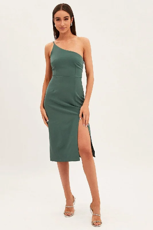 Midi dresses with button - front designs for a classic touch Green Midi Dress Bodycon