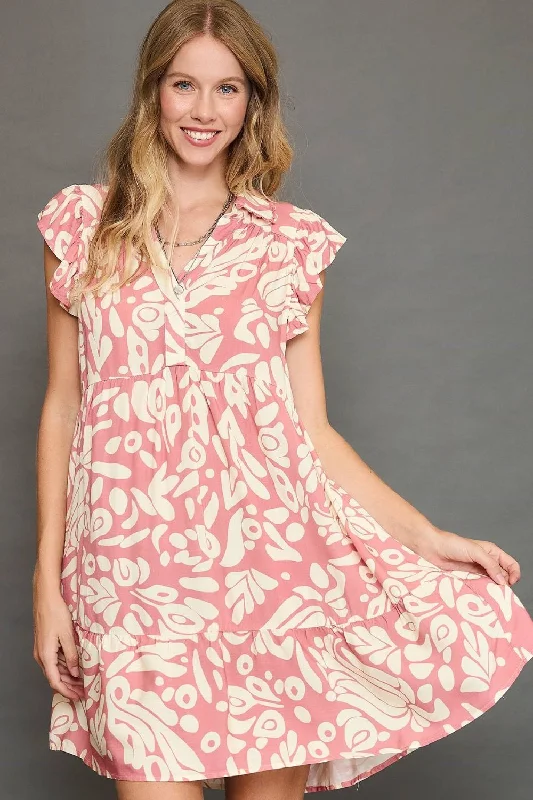 Strapless mini dresses for a beach vacation Full Size Two Tone Printed Ruffled Cap Sleeve Mini Dress Plus Size Strapless mini dresses for a beach vacation Full Size Two Tone Printed Ruffled Cap Sleeve Mini Dress Plus Size