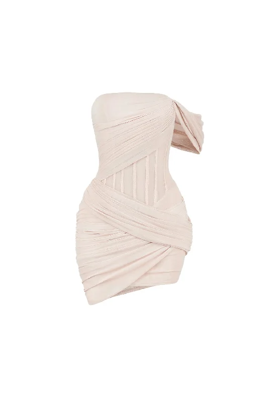 Mini dresses with keyhole necklines Ada Crossover Asymmetric Sleeved Mesh Spandex Mini Dress Mini dresses with keyhole necklines Ada Crossover Asymmetric Sleeved Mesh Spandex Mini Dress