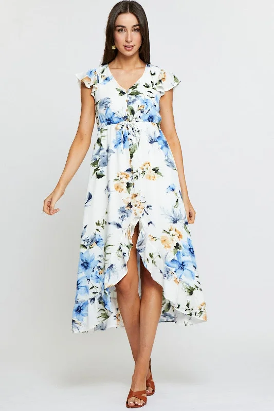 Midi dresses with fringe details for a fun and energetic style Print Midi Dress Short Sleeve