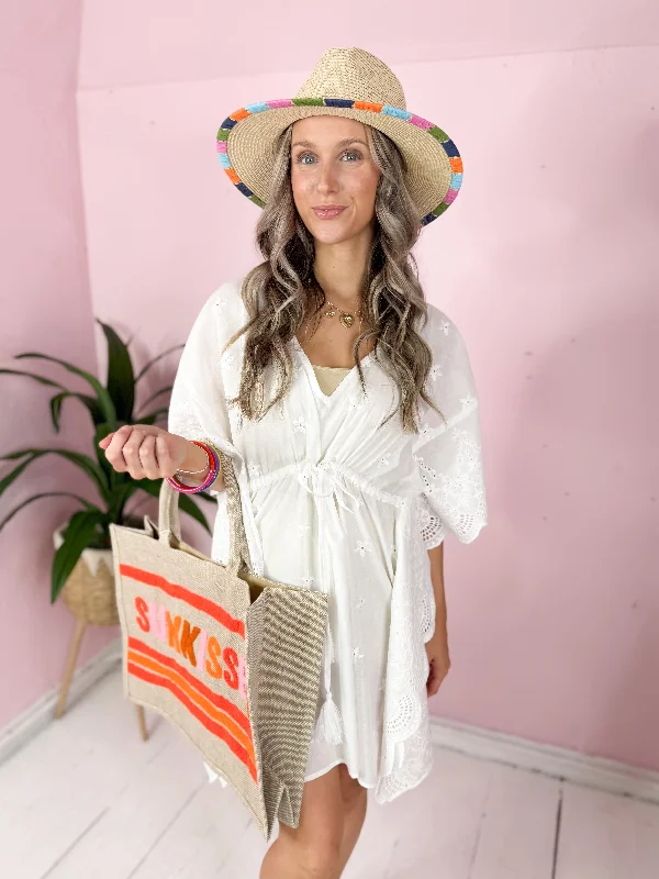Mini dresses with button - down fronts The Bellissima Coverup-White