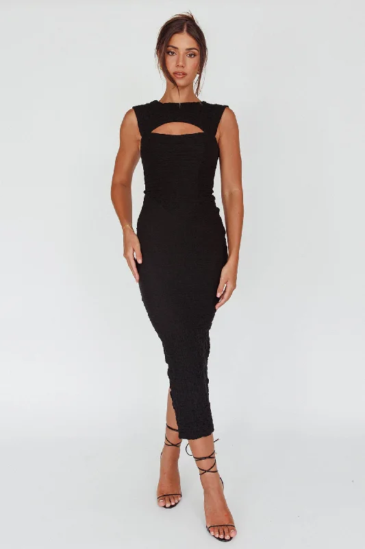 Midi dresses with denim fabric for a casual yet stylish day out Osaka Lace-Up Back Midi Dress Black