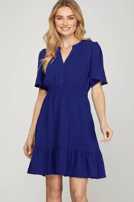 Mini dresses with halter necks for a stylish choice Ruffled Hem Notched Flutter Sleeve Mini Dress Mini dresses with halter necks for a stylish choice Ruffled Hem Notched Flutter Sleeve Mini Dress