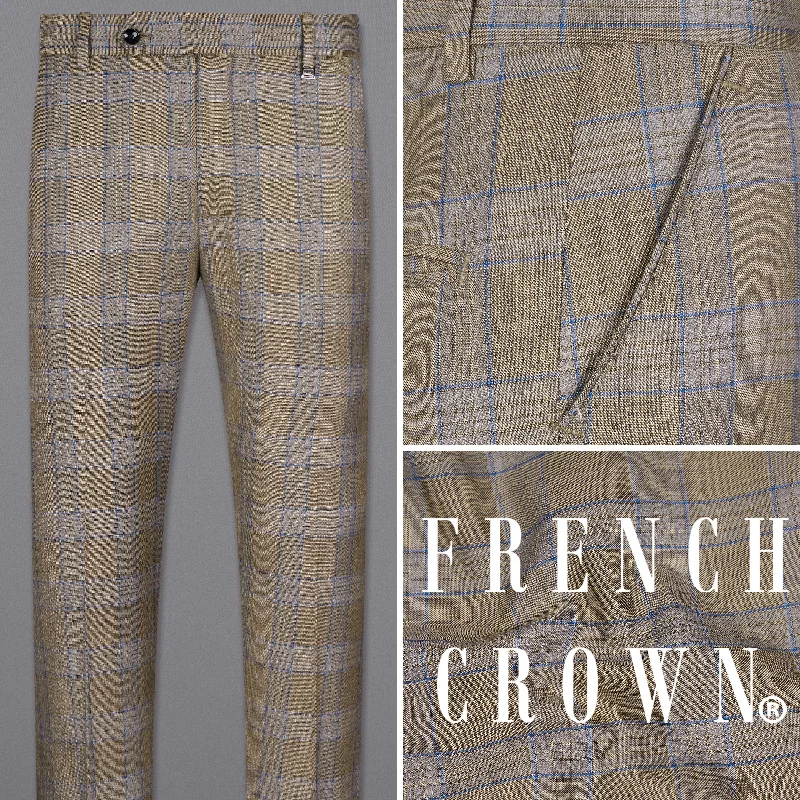 Flare Leg Women's Satin Trousers for a Glamorous Night OutArrowtown Brown with Azure Blue Plaid Pant Flare Leg Women's Satin Trousers for a Glamorous Night OutArrowtown Brown with Azure Blue Plaid Pant