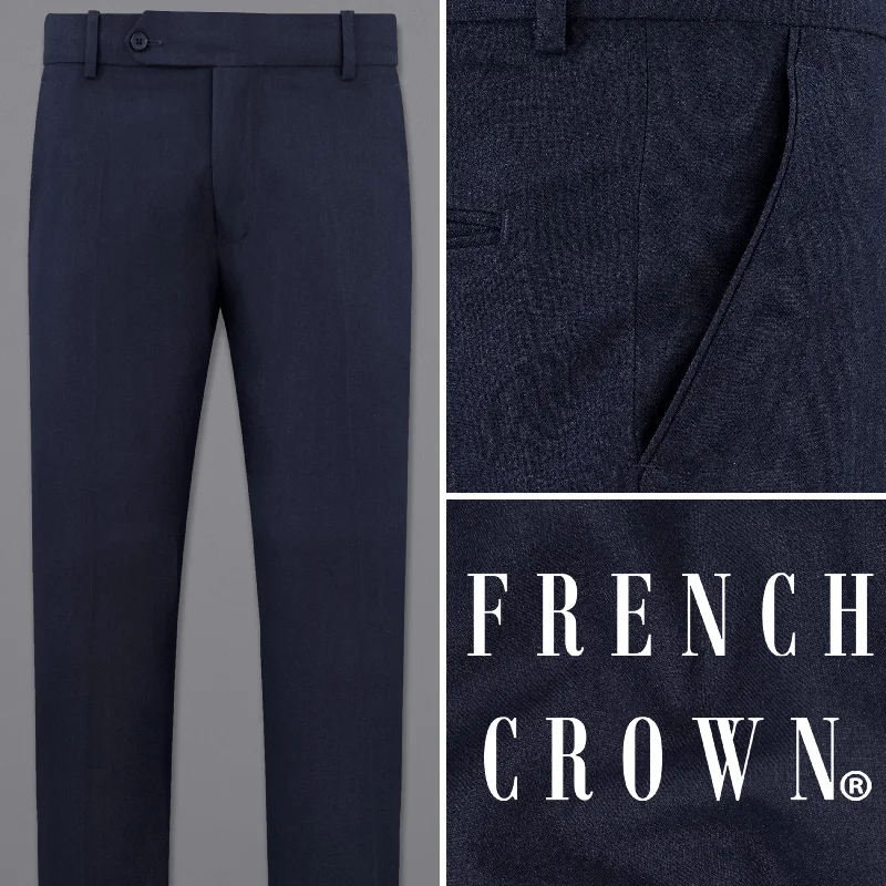 Baltic Navy Blue Wool Rich Pant