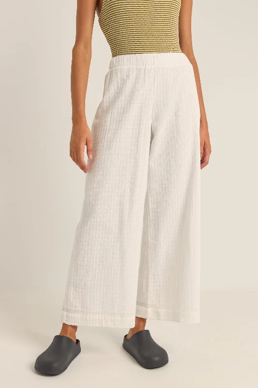 Plus Size Women's Drawstring - Waist Loungewear Pants in Soft FabricsBarefoot Wide Leg Beach Pant White Plus Size Women's Drawstring - Waist Loungewear Pants in Soft FabricsBarefoot Wide Leg Beach Pant White