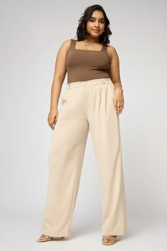 Ankle - Length Women's Printed Joggers for TravelingSoft Ivory Curve Pleated Straight Korean Pants Ankle - Length Women's Printed Joggers for TravelingSoft Ivory Curve Pleated Straight Korean Pants