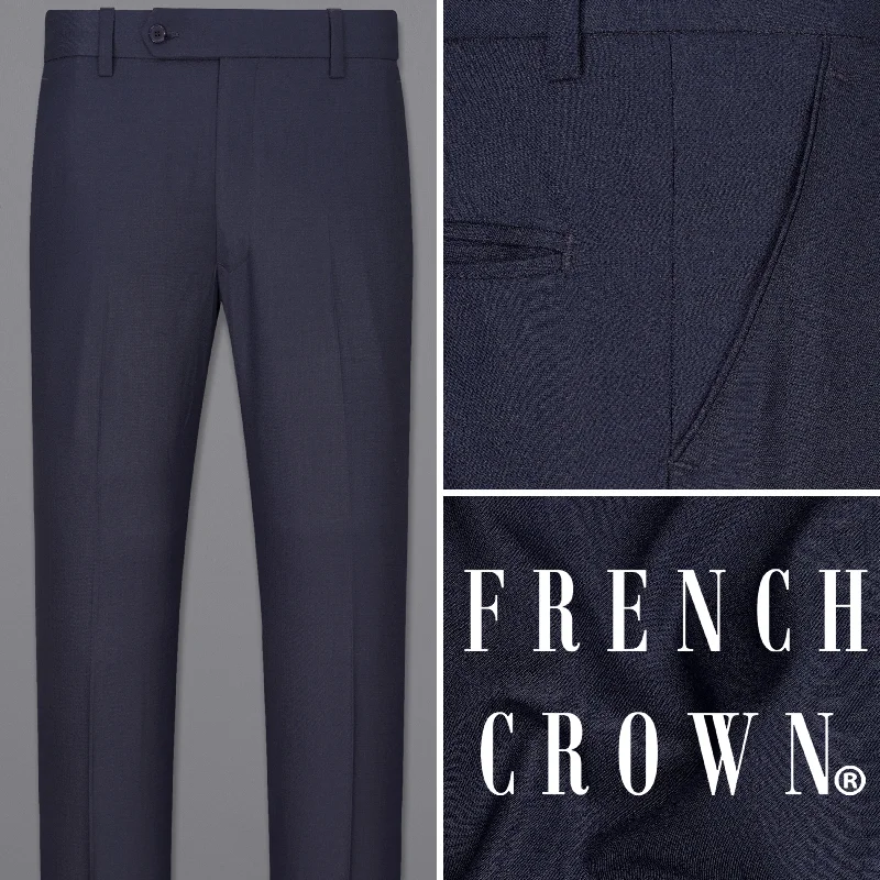 Tapered Leg Women's Wool Blend Trousers for WinterBleached Cedar Blue Pant