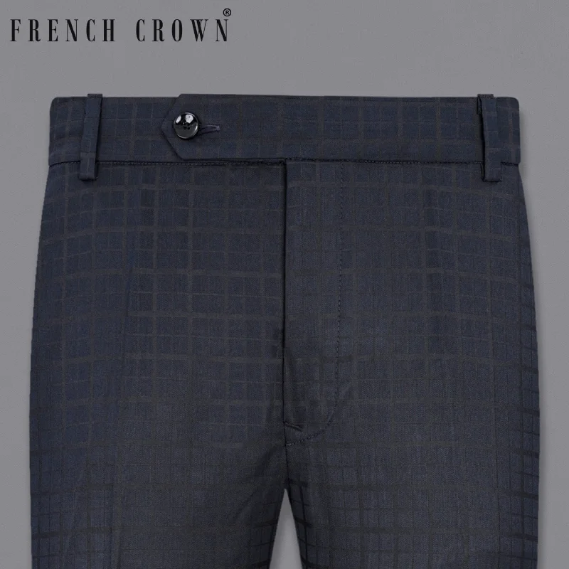 Bleached Cedar Navy Blue Plaid Pant